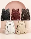 Women’s Faux Leather Bag Combo: Hand & Shoulder Bag with Scarf and Backpack with Small Pouch