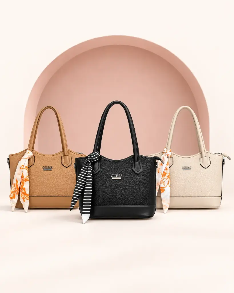 Women’s Faux Leather Bag Combo: Hand & Shoulder Bag with Scarf and Backpack with Small Pouch