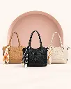 Women’s Faux Leather Bag Combo: Hand & Shoulder Bag with Scarf and Backpack with Small Pouch