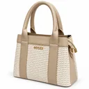 Women’s Faux Leather Top-Handle Handbag with a Raised Interlaced Pattern
