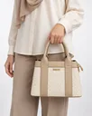 Women’s Faux Leather Top-Handle Handbag with a Raised Interlaced Pattern