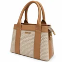 Women’s Faux Leather Top-Handle Handbag with a Raised Interlaced Pattern