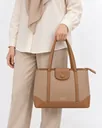 Women’s Large Faux Leather Shoulder Bag with Zip and Magnetic Flap