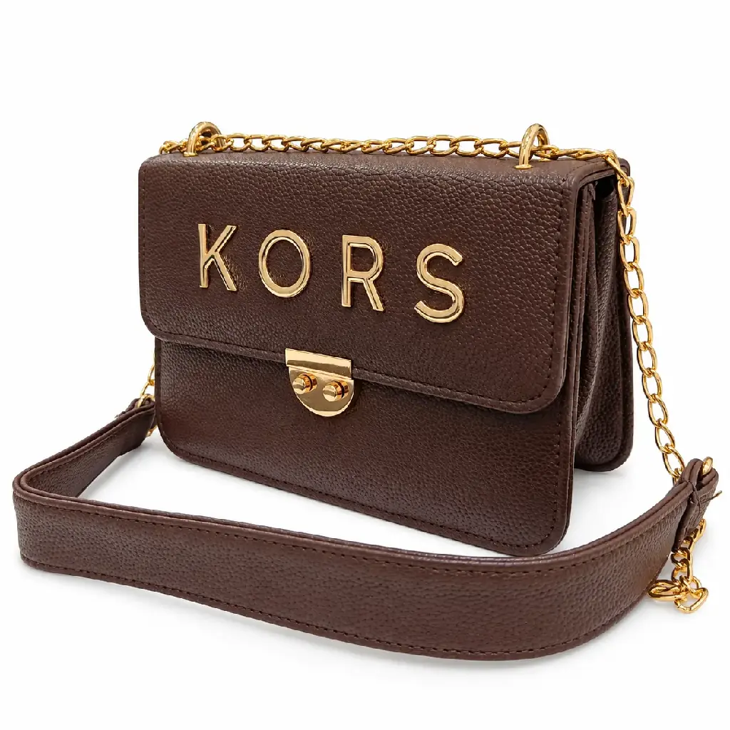 Women’s Faux Leather Crossbody and Shoulder Bag with Chain and Front Clasp