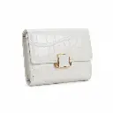 Women’s White Faux Leather Wallet with Croc Embossing and Square Clasp
