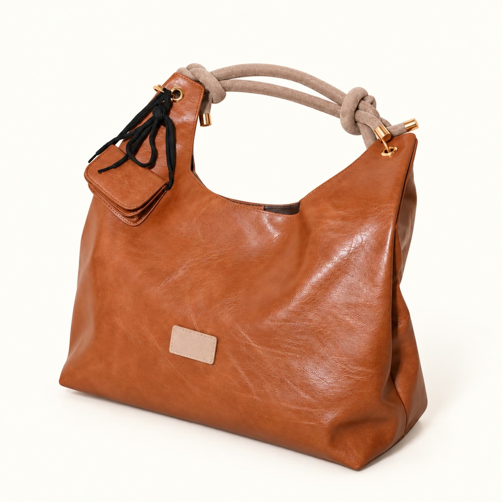 Women's Soft Faux Leather Hobo Shoulder Bag Set with Zip Pouch and Mini Bag