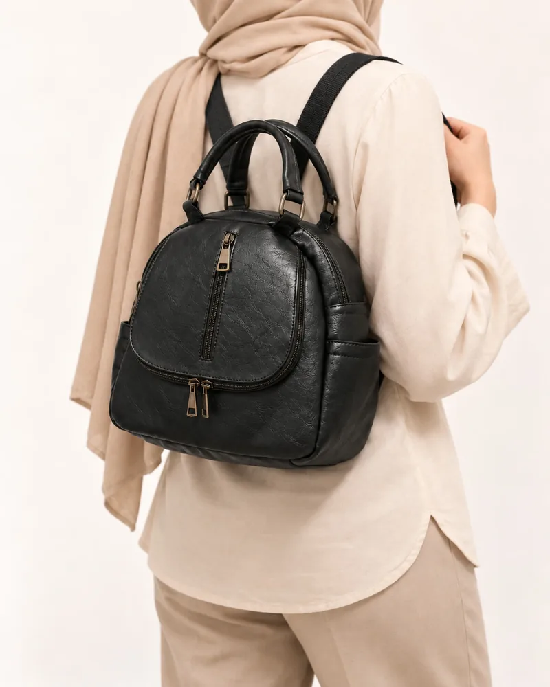Women's Mini Faux Leather Convertible Backpack and Shoulder Bag with Multiple Pockets