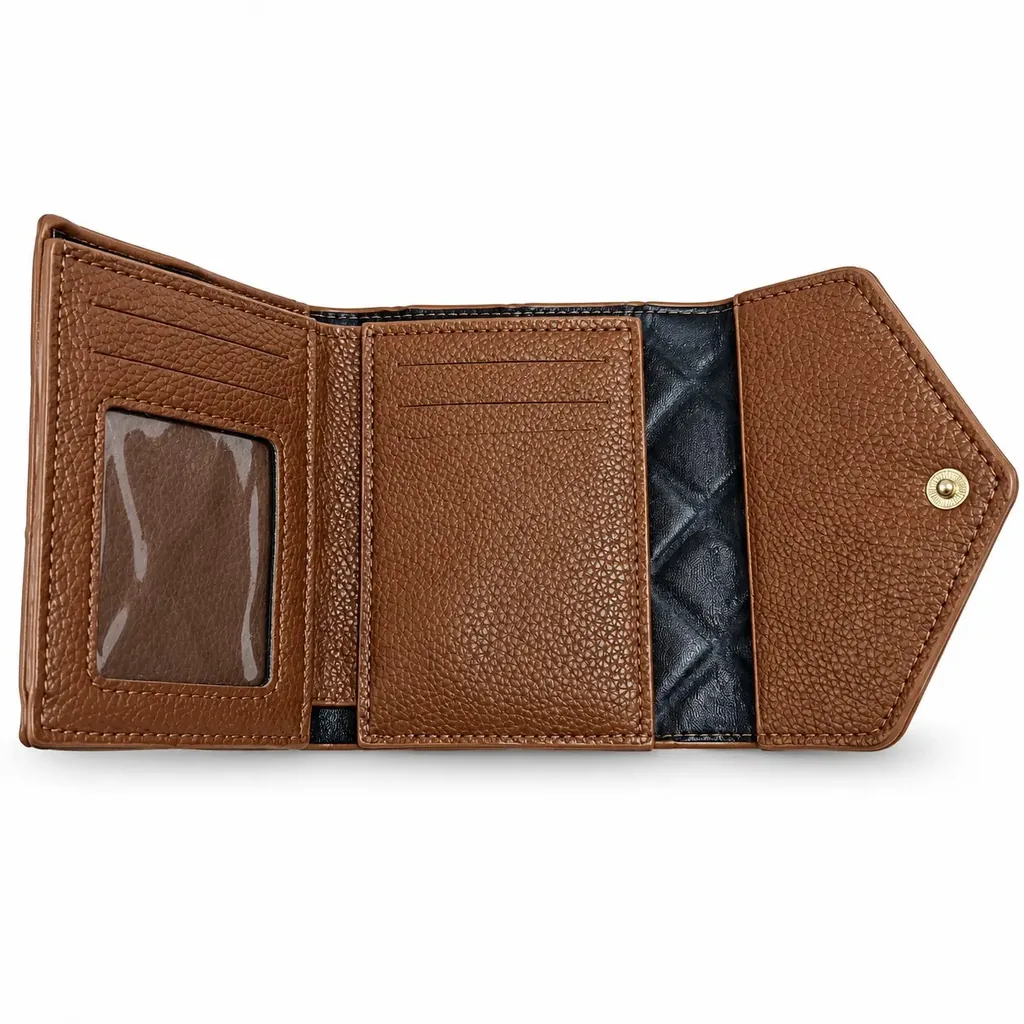 Women’s Faux Leather Envelope Wallet with Quilted Diamond Pattern
