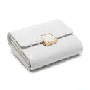 Women’s White Faux Leather Wallet with Croc Embossing and Square Clasp