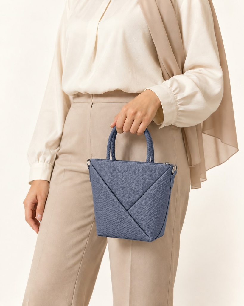 Women's Mini Woven Fabric Top-Handle Bag with Scarf and Crossbody Strap