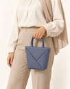 Women's Mini Woven Fabric Top-Handle Bag with Scarf and Crossbody Strap