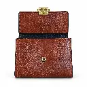 Women’s Faux Leather Wallet with Cross-Stitch Detailing and Gold-Tone Clasp