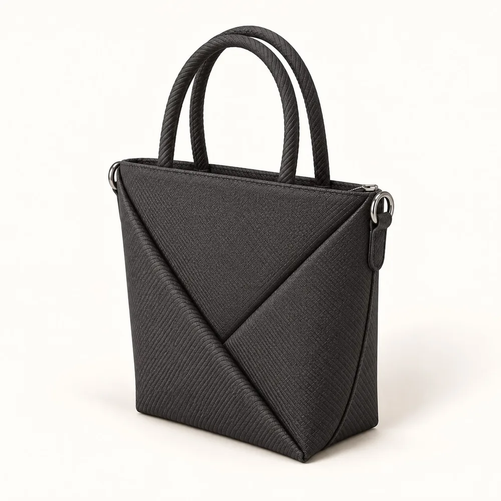 Women's Mini Woven Fabric Top-Handle Bag with Scarf and Crossbody Strap