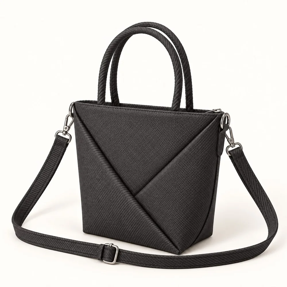 Women's Mini Woven Fabric Top-Handle Bag with Scarf and Crossbody Strap