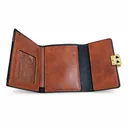 Women’s Faux Leather Wallet with Cross-Stitch Detailing and Gold-Tone Clasp
