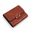 Women’s Faux Leather Wallet with Cross-Stitch Detailing and Gold-Tone Clasp