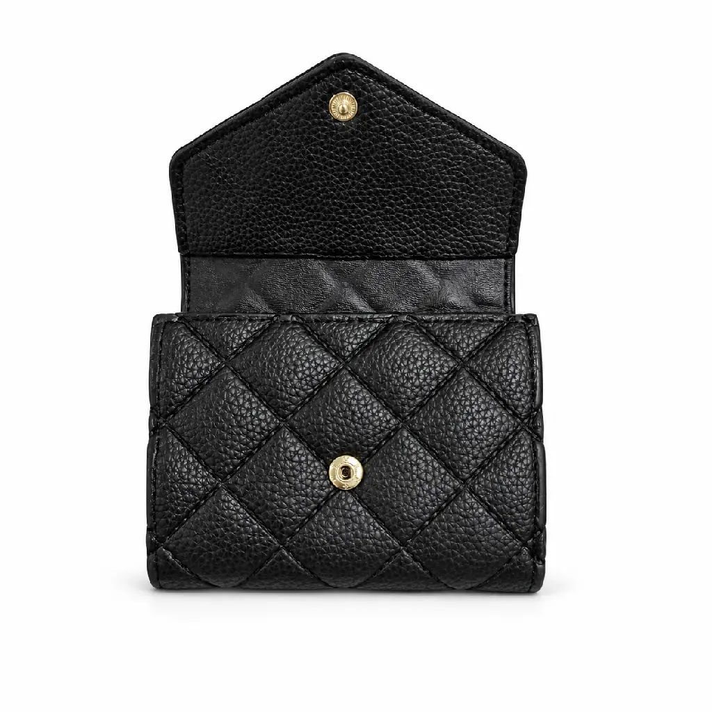 Women’s Faux Leather Envelope Wallet with Quilted Diamond Pattern