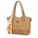 Women's Faux Leather Top-Handle Handbag with Scarf and Long Strap