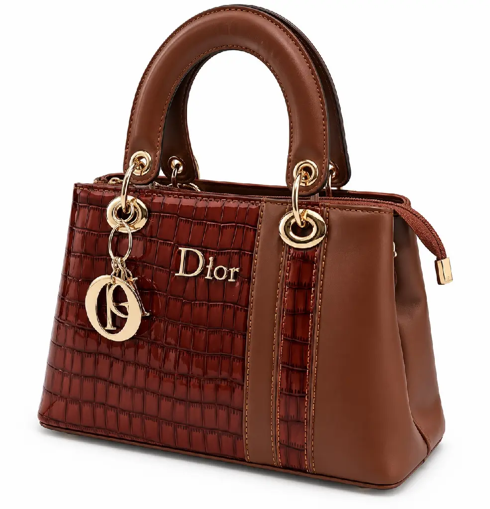Women's Faux Leather Top-Handle Handbag with Raised Side Details and Metal Charms