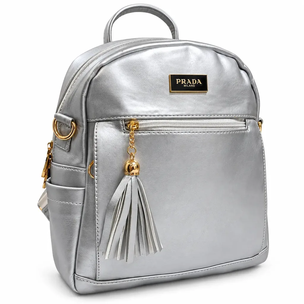 Women’s Faux Leather Backpack and Shoulder Bag with Multiple Pockets