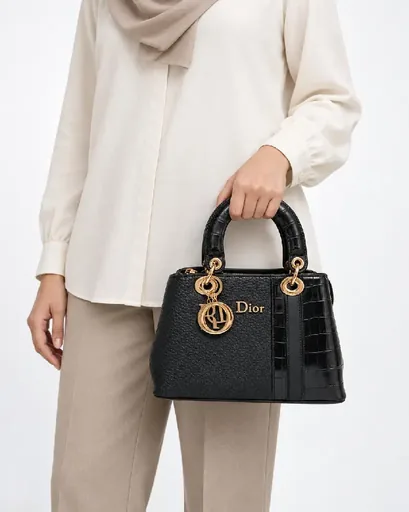 Women's Faux Leather Top-Handle Handbag with Raised Side Details and Metal Charms