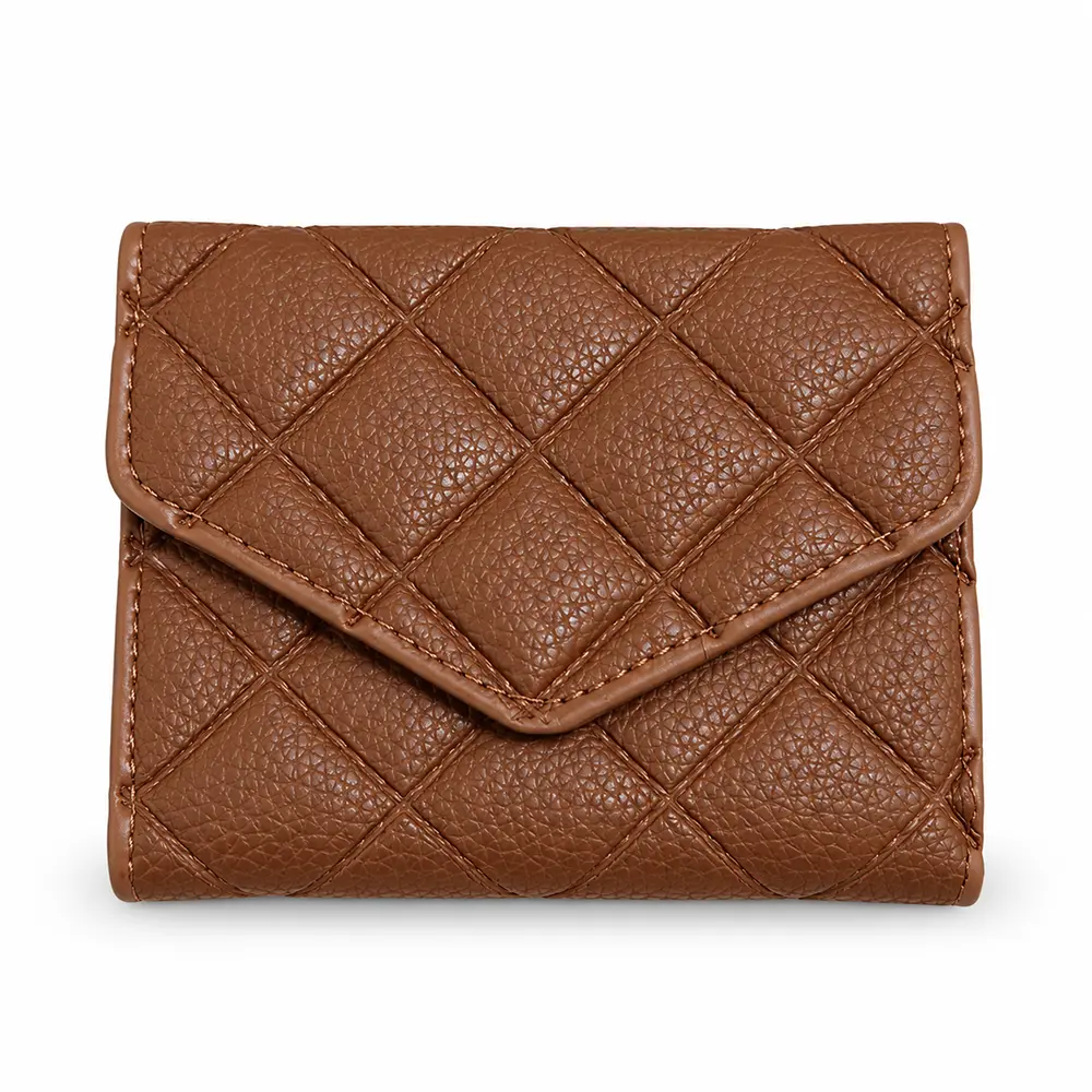 Women’s Faux Leather Envelope Wallet with Quilted Diamond Pattern