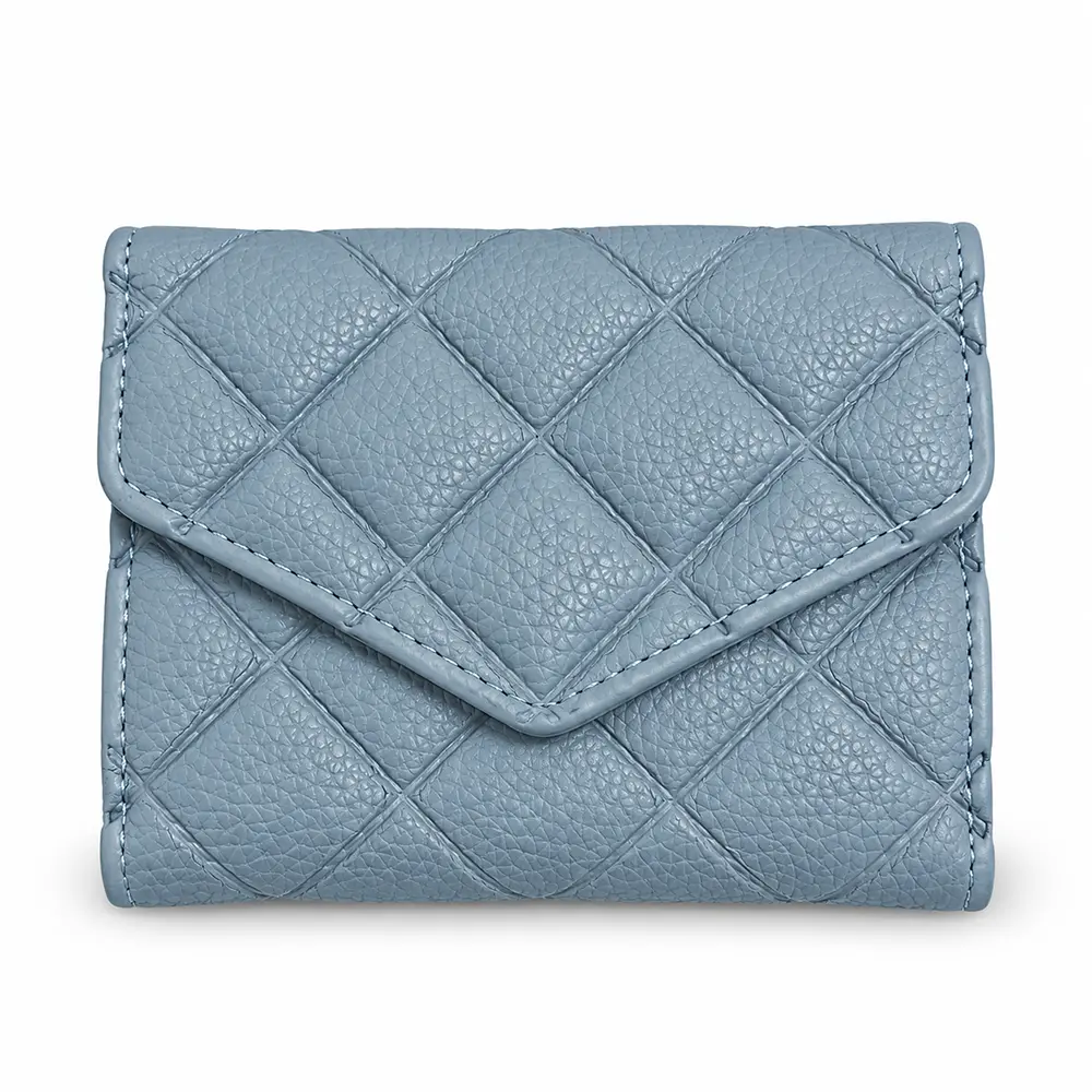 Women’s Faux Leather Envelope Wallet with Quilted Diamond Pattern