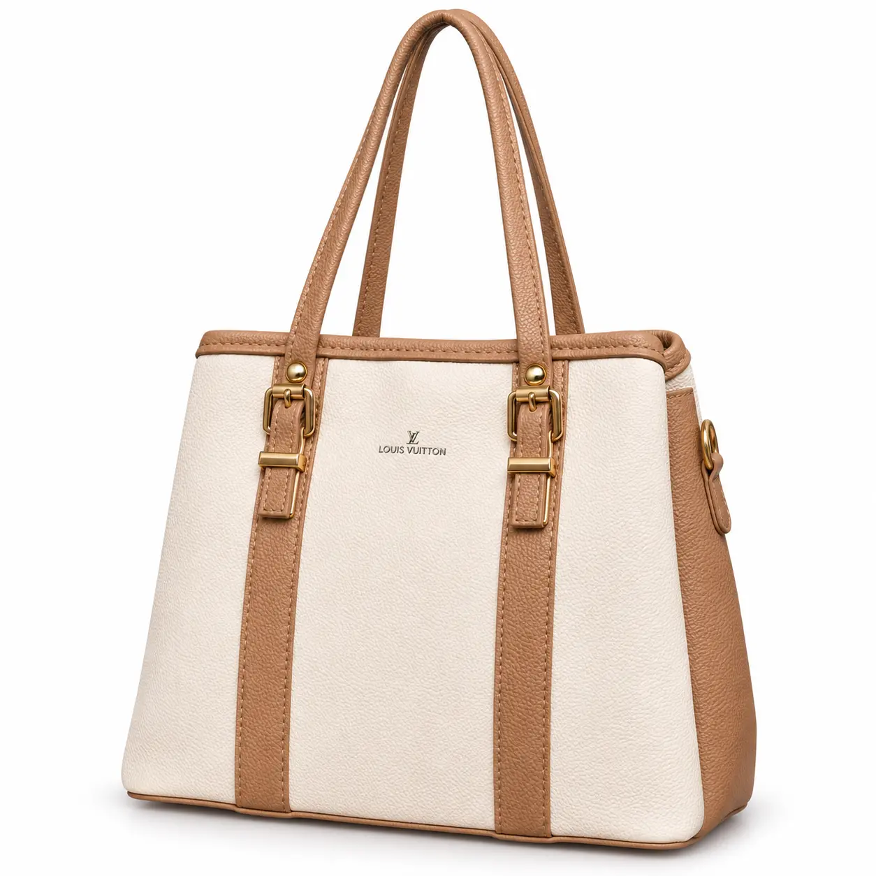 Women's Faux Leather Hand and Shoulder Bag with 3 Compartments and Extra Strap