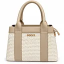 Women’s Faux Leather Top-Handle Handbag with a Raised Interlaced Pattern