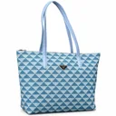 Mosaic Large Canvas and Faux Leather Tote Bag with Interlaced Geometric Pattern