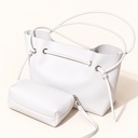 Women's Large Faux Leather Drawstring Bucket Shopper Bag with Zip Pouch