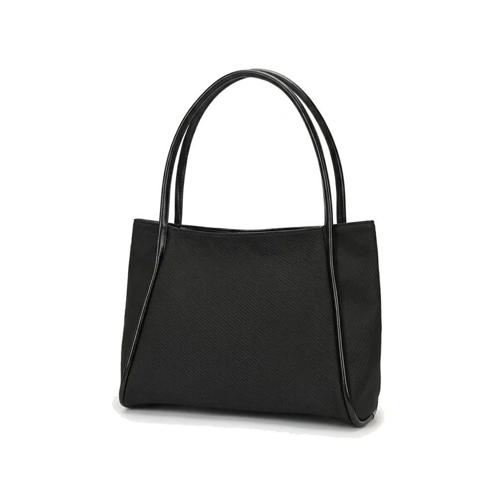[013903-BLA] Canvas Tote Bag with Contrast Piping, Fits A4 and 14" Laptop (Black)