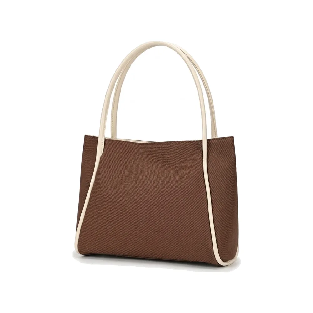 Canvas Tote Bag with Contrast Piping, Fits A4 and 14" Laptop