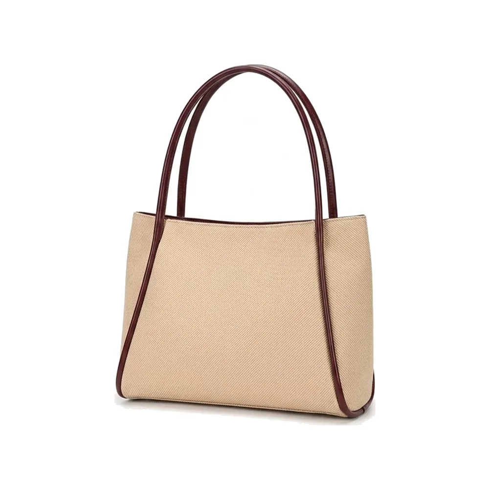 Canvas Tote Bag with Contrast Piping, Fits A4 and 14" Laptop