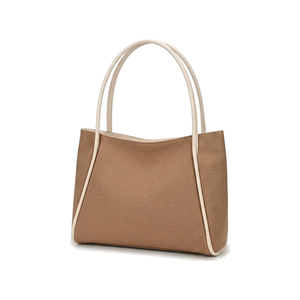 Canvas Tote Bag with Contrast Piping, Fits A4 and 14" Laptop