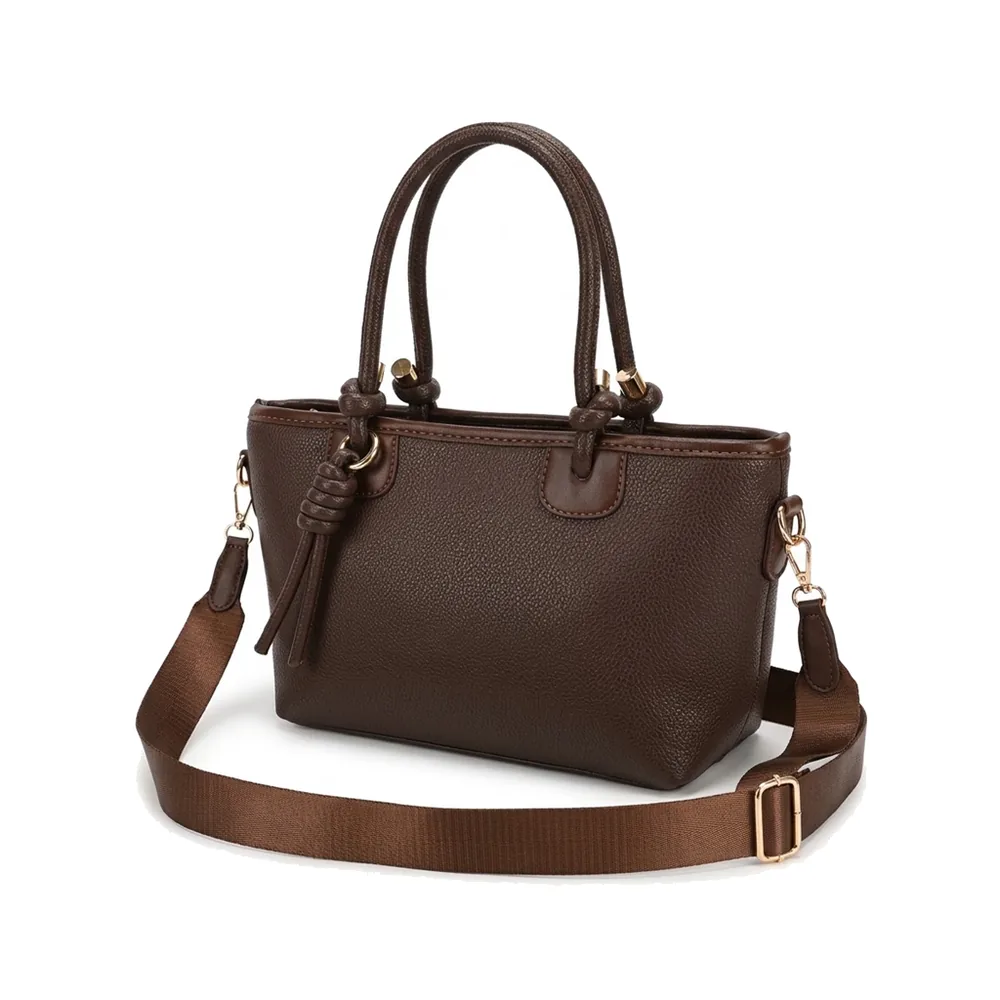 Structured Handbag with Knotted Handles and Wide Crossbody Strap