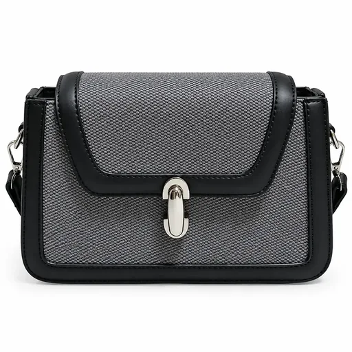 [2882-BLA] Women's Canvas Crossbody & Shoulder Bag with Front Lock (Black)