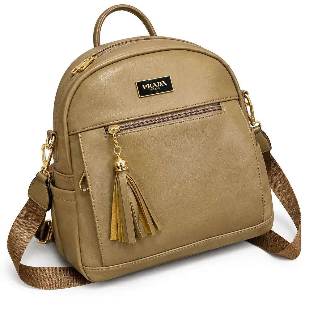 Women’s Faux Leather Backpack and Shoulder Bag with Multiple Pockets
