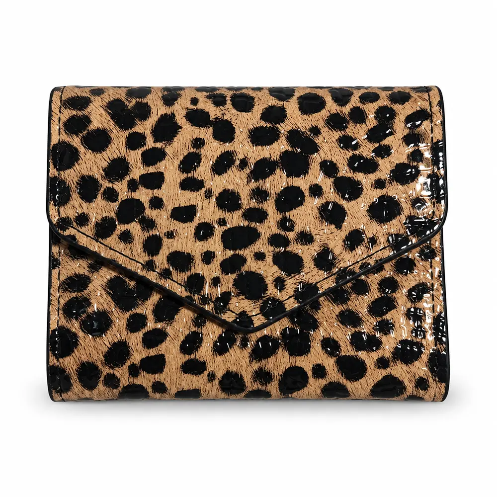 Women’s Faux Leather Envelope Wallet with Leopard Print